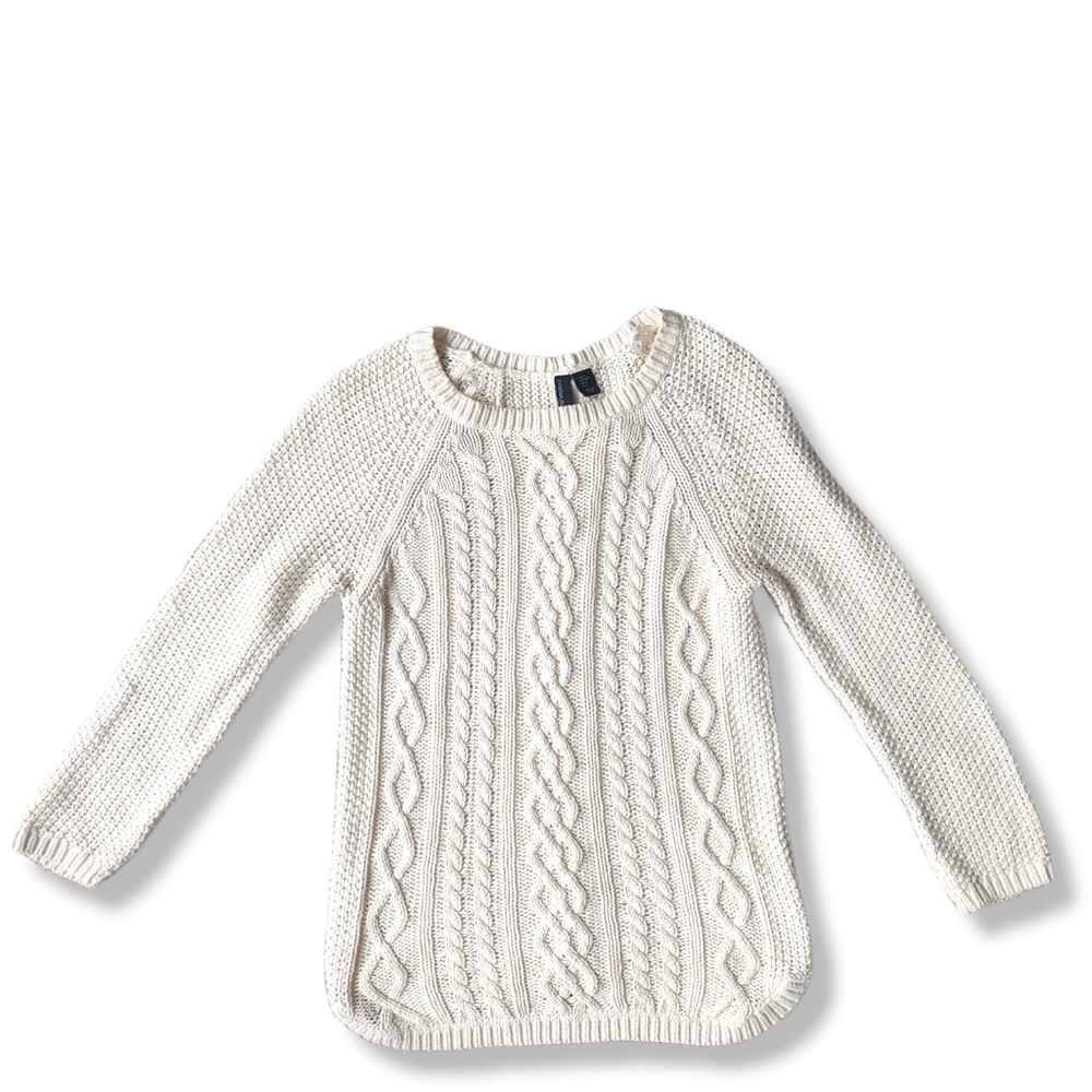 Cynthia Rowley White Cable Knit Button Sweater